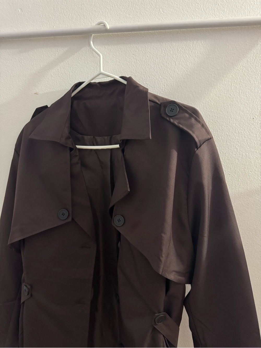 Women's Dark Brown Trench Coat - Classic Collared Outerwear